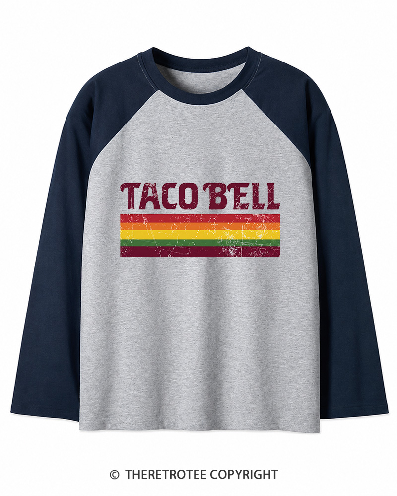 TheRetroTee Vintage Taco Paper Long Sleeve Raglan T-Shirt
