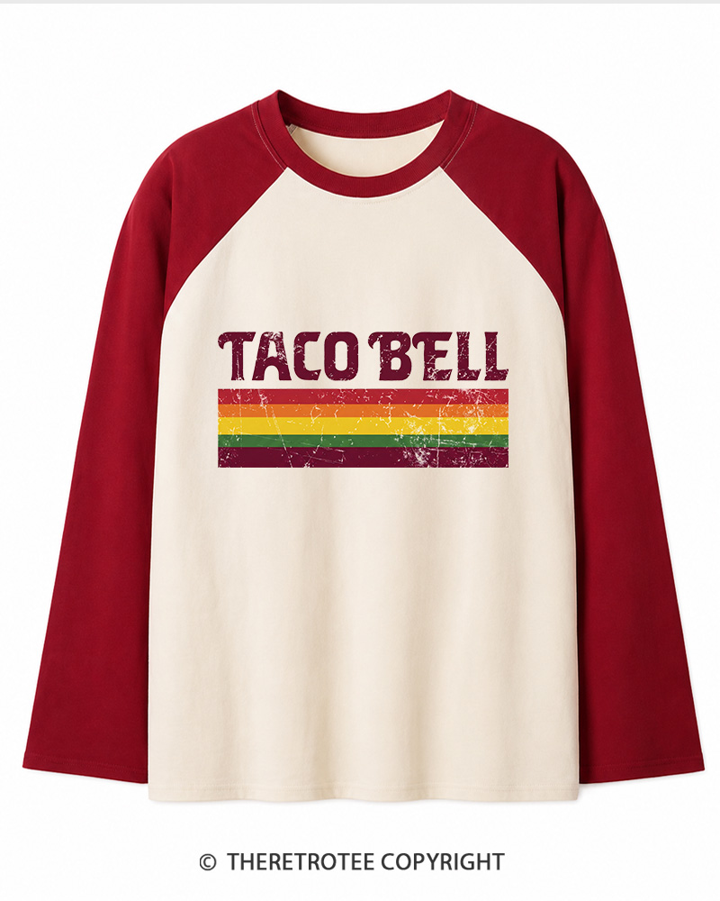 TheRetroTee Vintage Taco Paper Long Sleeve Raglan T-Shirt