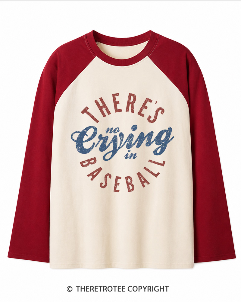 TheRetroTee There’s No Crying In Baseball 1980s Long Sleeve Raglan T-Shirt