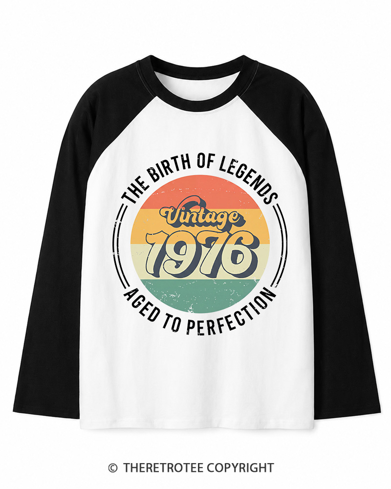 TheRetroTee Vintage 1976 Long Sleeve Raglan T-Shirt