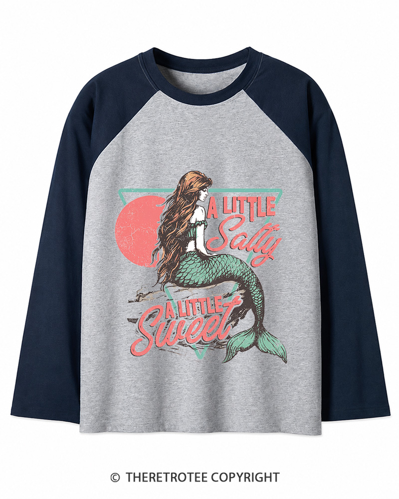 TheRetroTee A Little Salty a Little Sweet Long Sleeve Raglan T-Shirt