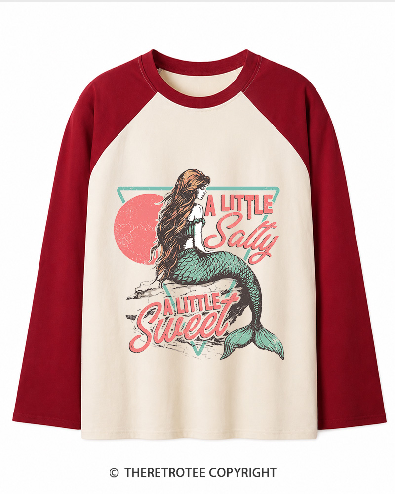 TheRetroTee A Little Salty a Little Sweet Long Sleeve Raglan T-Shirt