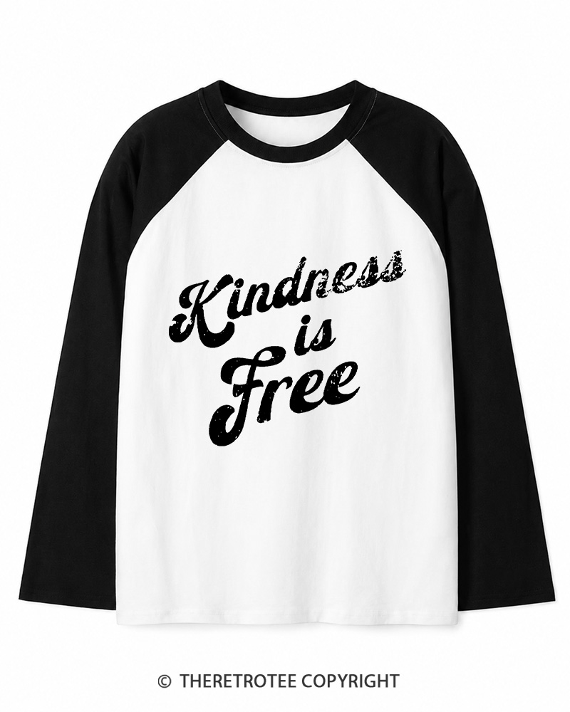 TheRetroTee Be Kind 1960s Long Sleeve Raglan T-Shirt