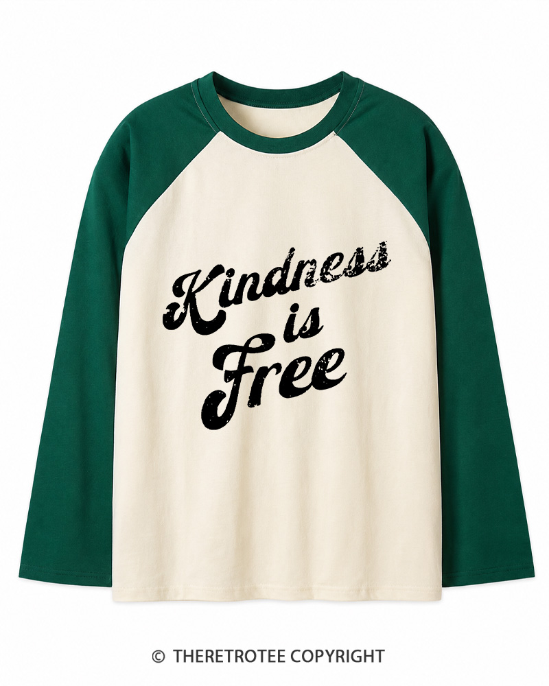 TheRetroTee Be Kind 1960s Long Sleeve Raglan T-Shirt