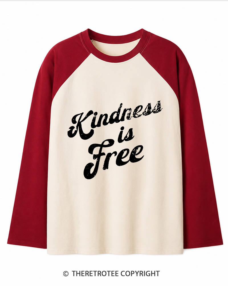 TheRetroTee Be Kind 1960s Long Sleeve Raglan T-Shirt