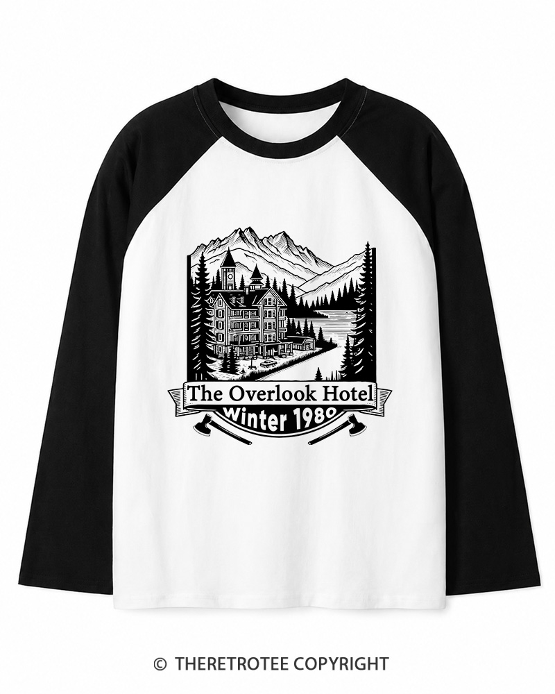 TheRetroTee Overlook Hotel 1980s Long Sleeve Raglan T-Shirt