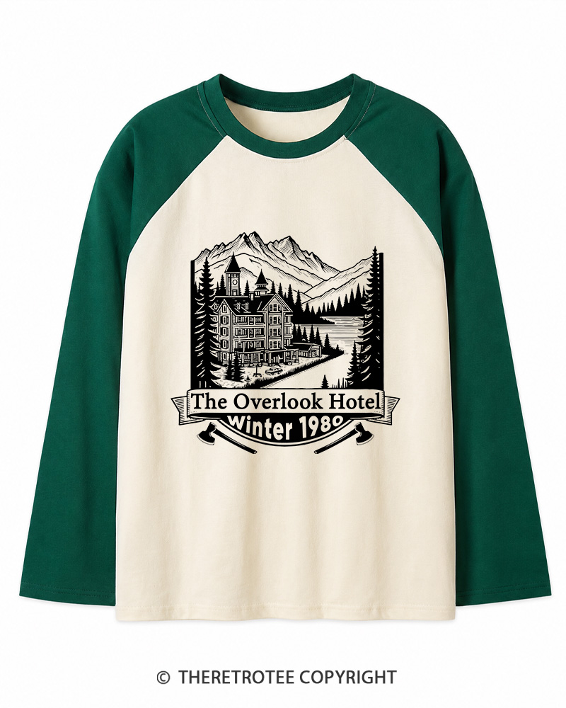 TheRetroTee Overlook Hotel 1980s Long Sleeve Raglan T-Shirt