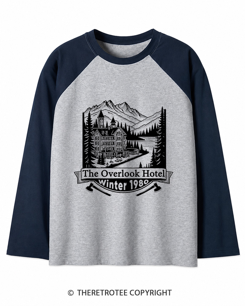 TheRetroTee Overlook Hotel 1980s Long Sleeve Raglan T-Shirt