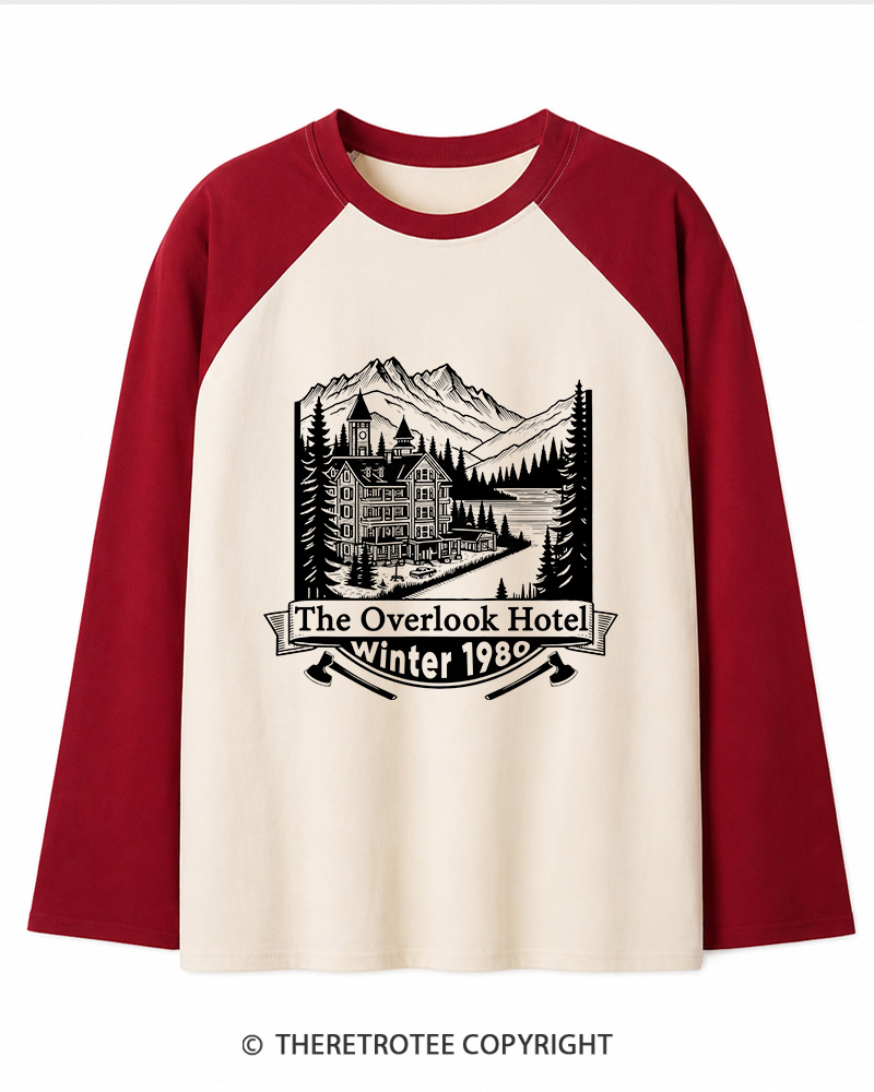 TheRetroTee Overlook Hotel 1980s Long Sleeve Raglan T-Shirt