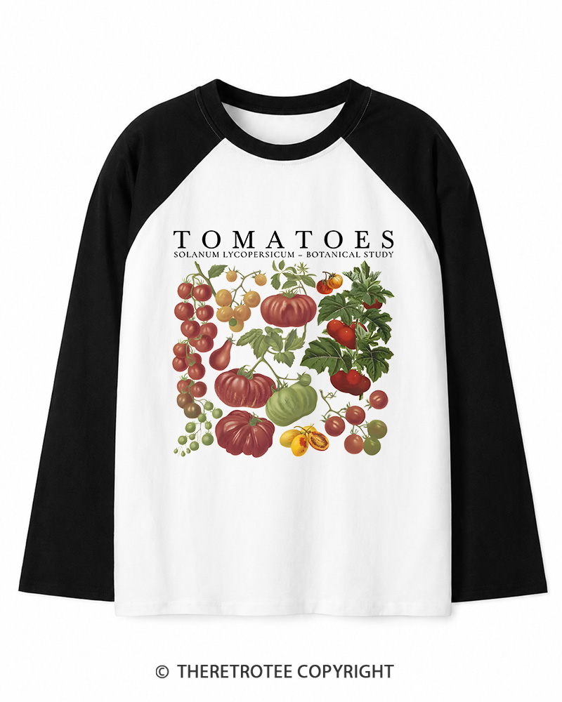 TheRetroTee Tomatoes 1890s Long Sleeve Raglan T-Shirt