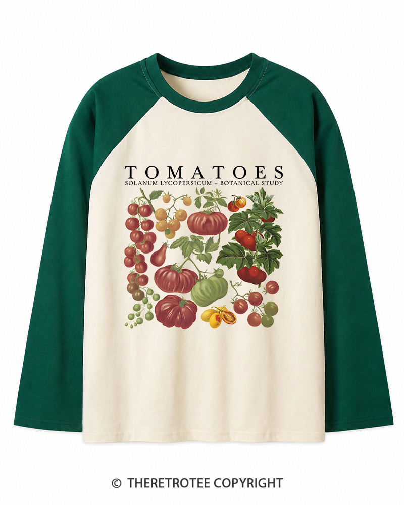 TheRetroTee Tomatoes 1890s Long Sleeve Raglan T-Shirt