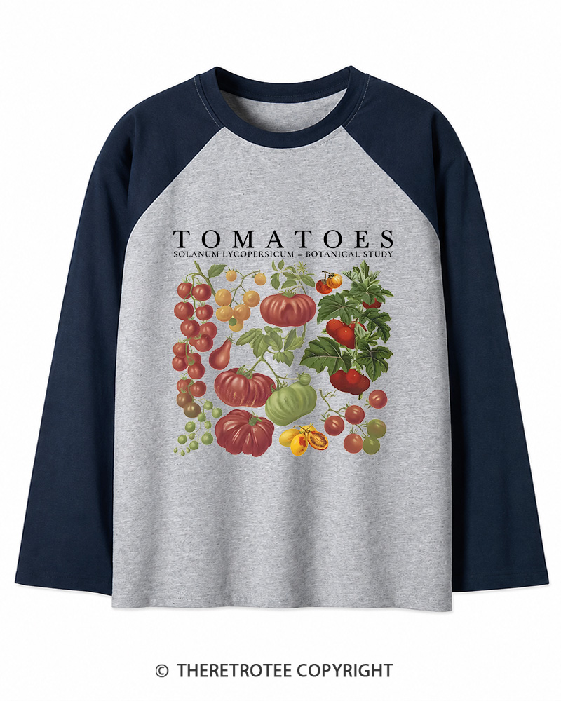 TheRetroTee Tomatoes 1890s Long Sleeve Raglan T-Shirt