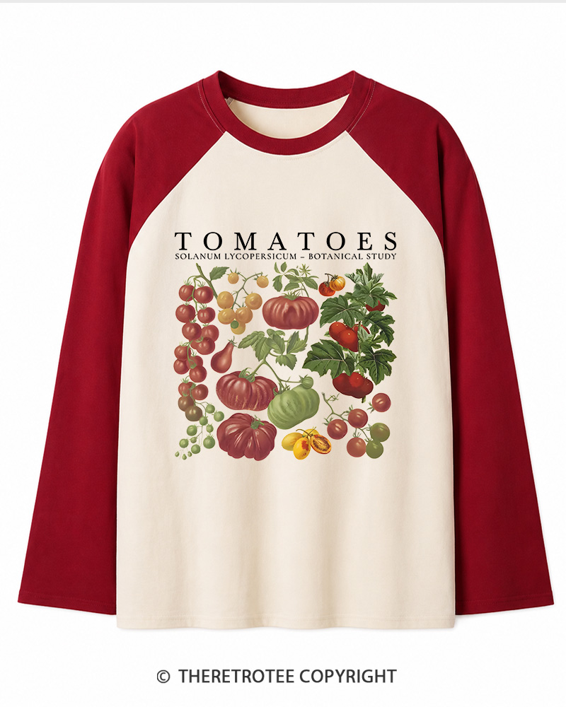 TheRetroTee Tomatoes 1890s Long Sleeve Raglan T-Shirt