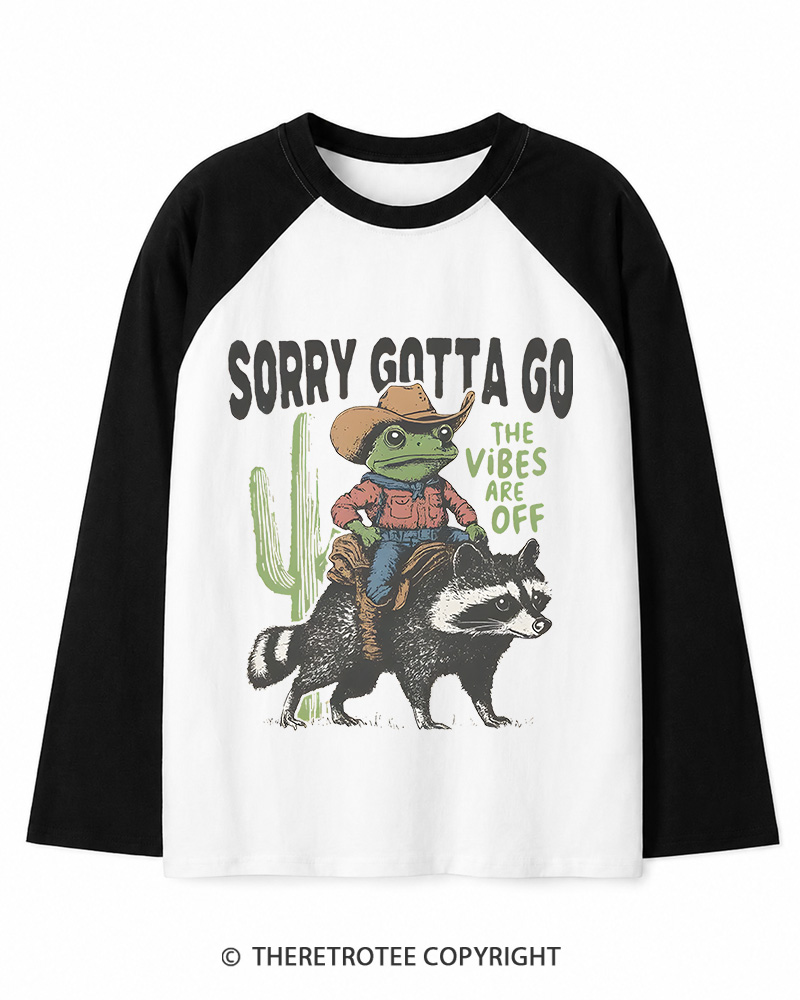 TheRetroTee 1890s Style Cowboy Frog Riding Raccoon Long Sleeve Raglan T-Shirt