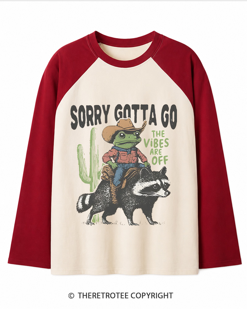 TheRetroTee 1890s Style Cowboy Frog Riding Raccoon Long Sleeve Raglan T-Shirt