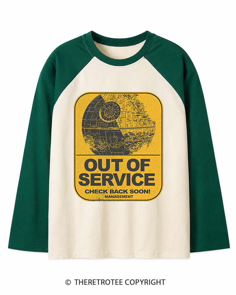 TheRetroTee Out Of Service 1980s Long Sleeve Raglan T-Shirt
