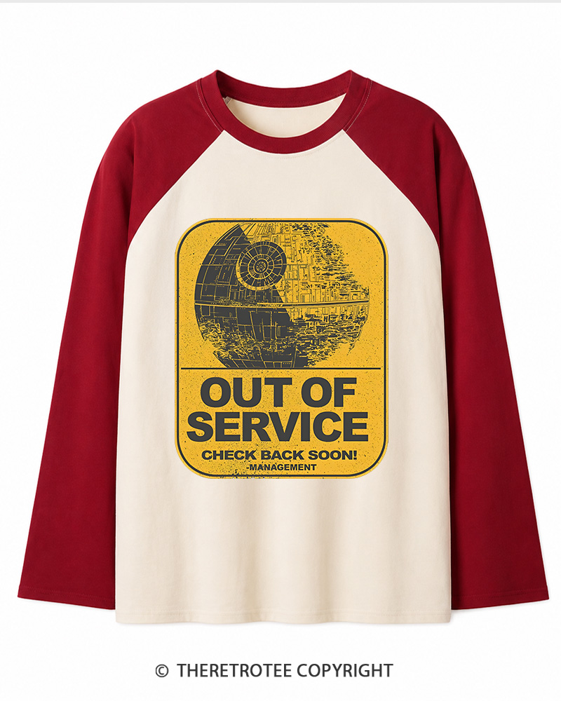 TheRetroTee Out Of Service 1980s Long Sleeve Raglan T-Shirt
