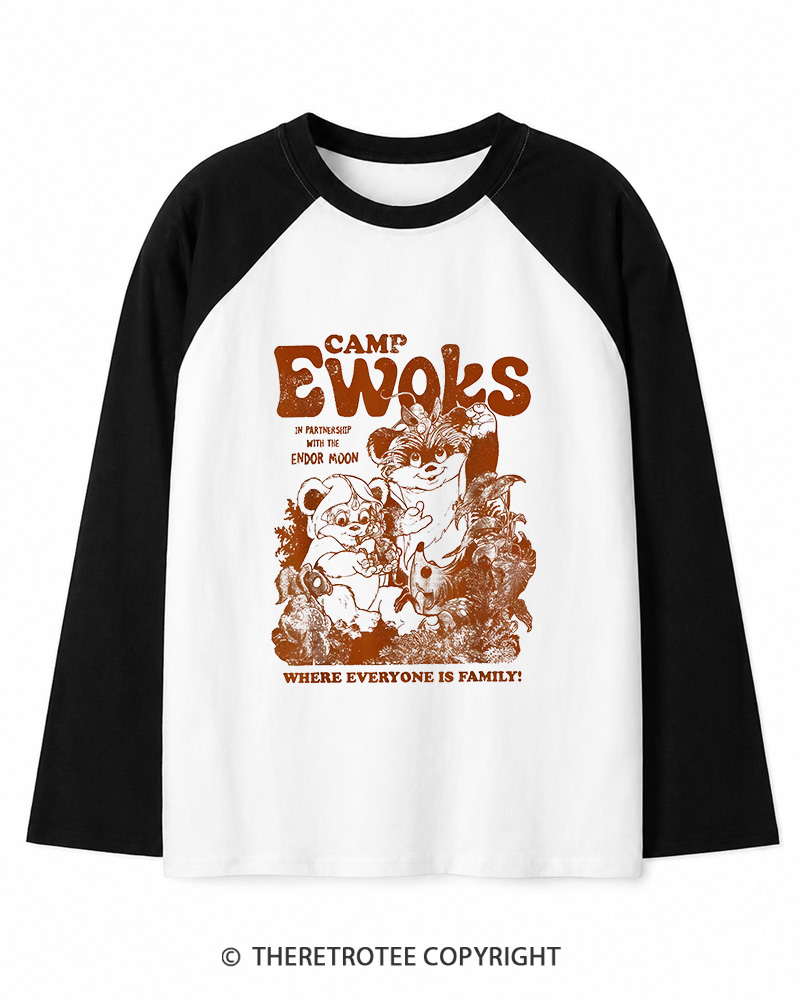 TheRetroTee Camp Ewoks 1980s Long Sleeve Raglan T-Shirt
