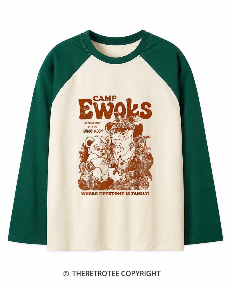 TheRetroTee Camp Ewoks 1980s Long Sleeve Raglan T-Shirt