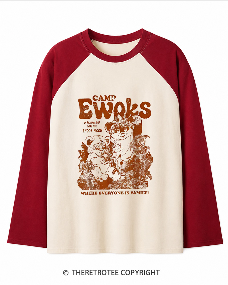 TheRetroTee Camp Ewoks 1980s Long Sleeve Raglan T-Shirt