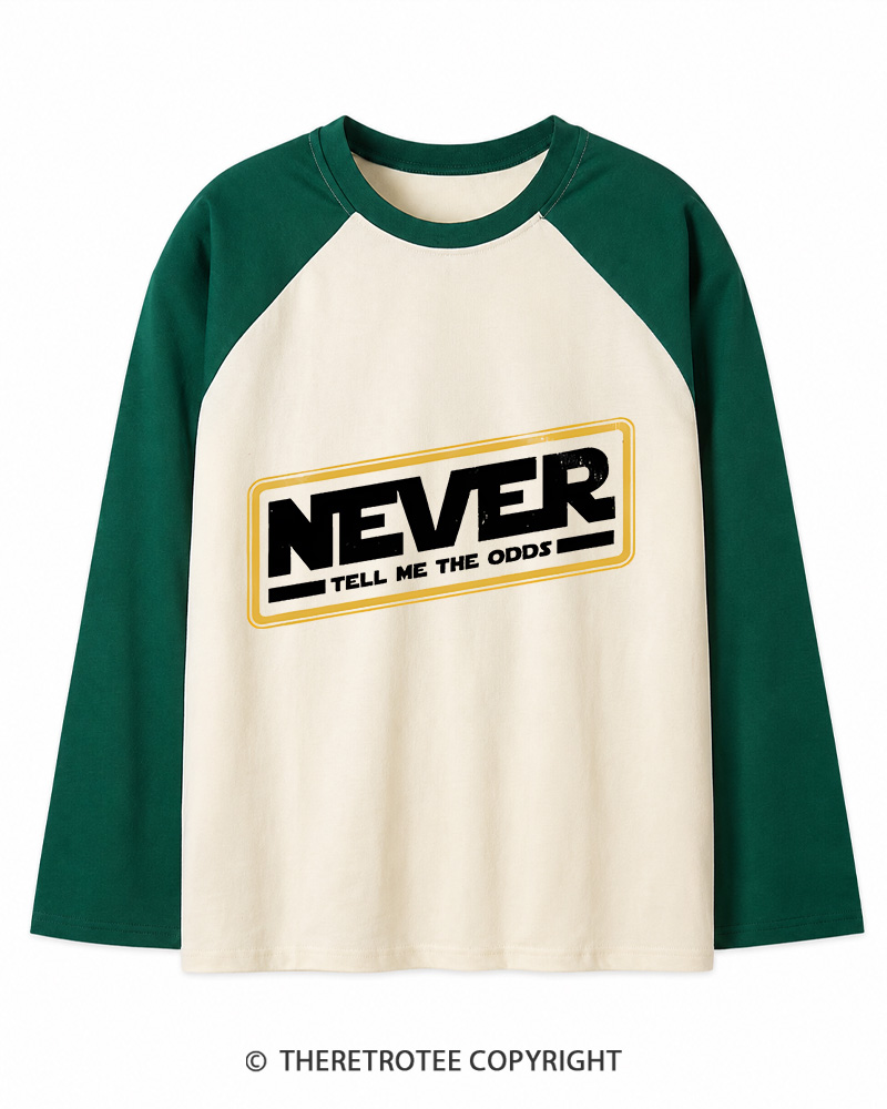 TheRetroTee Never Tell Me The Odds 1980s Long Sleeve Raglan T-Shirt