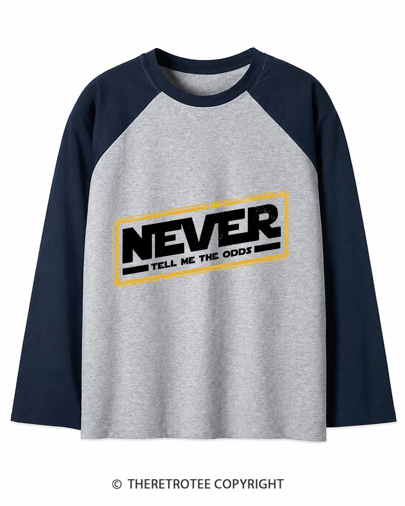 TheRetroTee Never Tell Me The Odds 1980s Long Sleeve Raglan T-Shirt