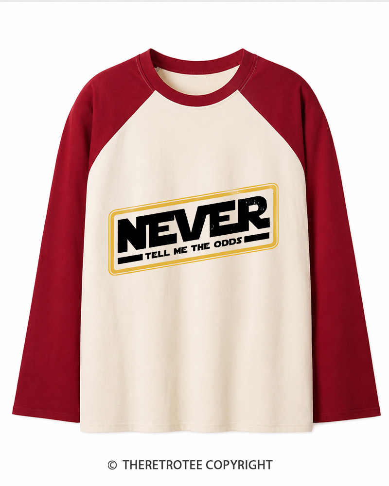 TheRetroTee Never Tell Me The Odds 1980s Long Sleeve Raglan T-Shirt
