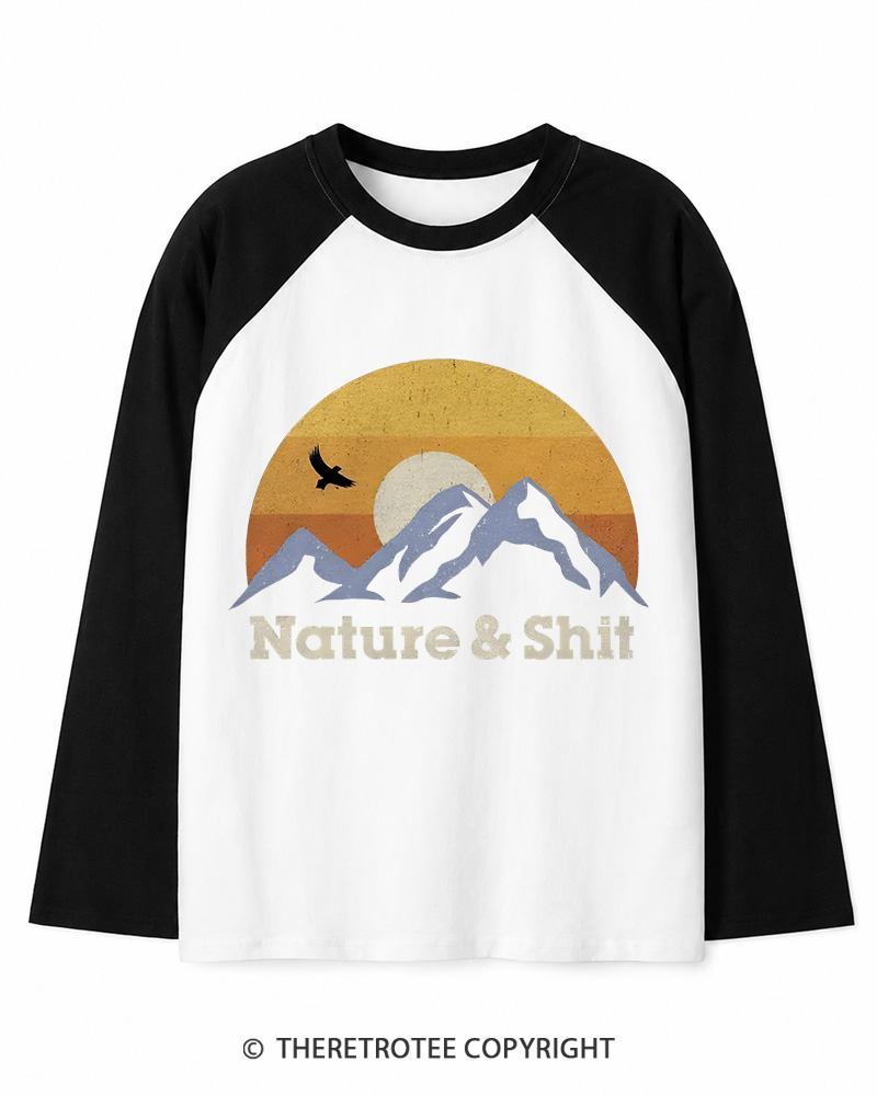 TheRetroTee Nature & Shit 1970s Long Sleeve Raglan T-Shirt