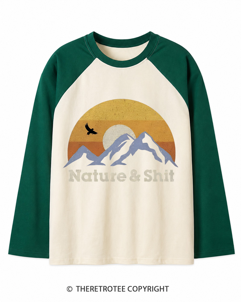 TheRetroTee Nature & Shit 1970s Long Sleeve Raglan T-Shirt