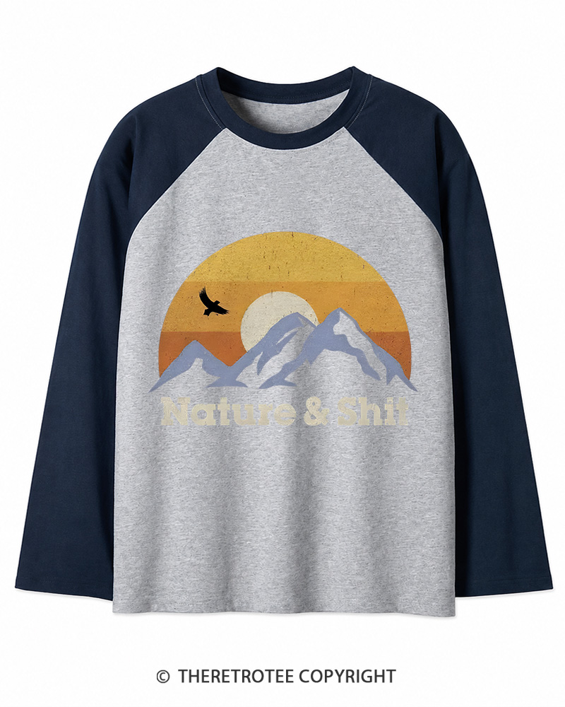 TheRetroTee Nature & Shit 1970s Long Sleeve Raglan T-Shirt