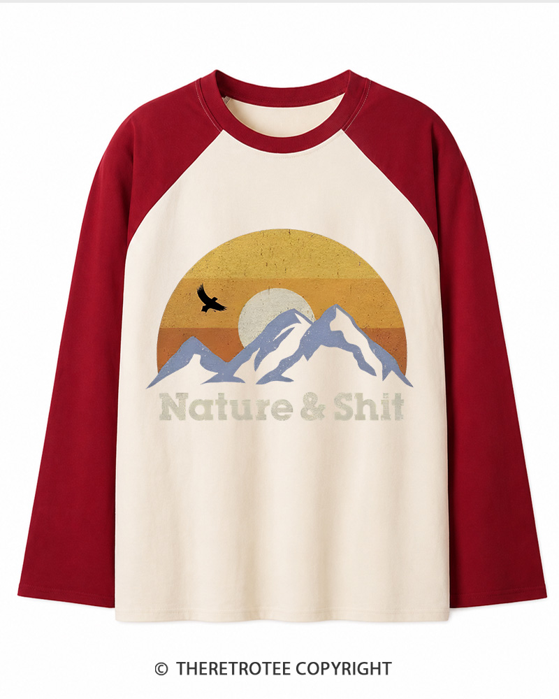 TheRetroTee Nature & Shit 1970s Long Sleeve Raglan T-Shirt