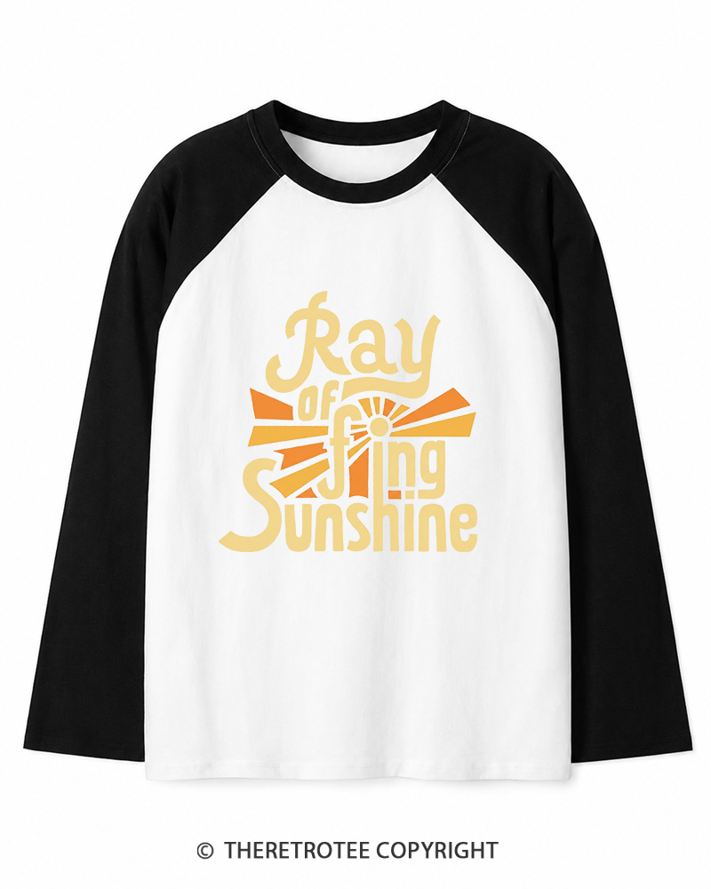 TheRetroTee Ray Of Fing Sunshine 1970s Long Sleeve Raglan T-Shirt