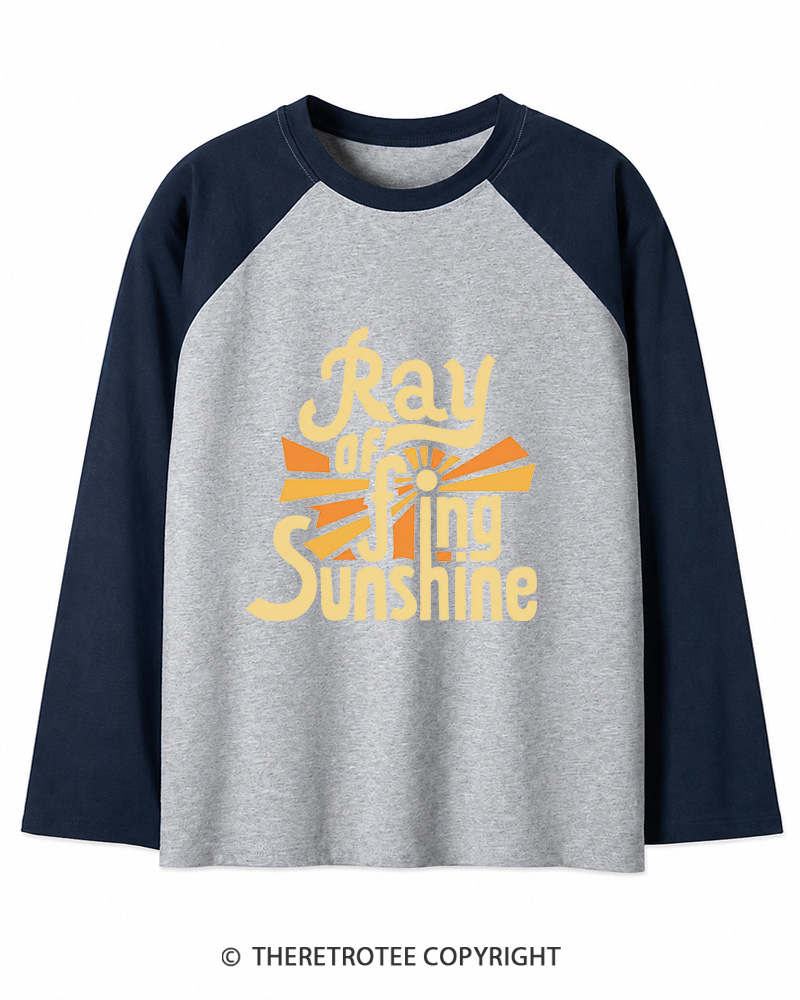 TheRetroTee Ray Of Fing Sunshine 1970s Long Sleeve Raglan T-Shirt