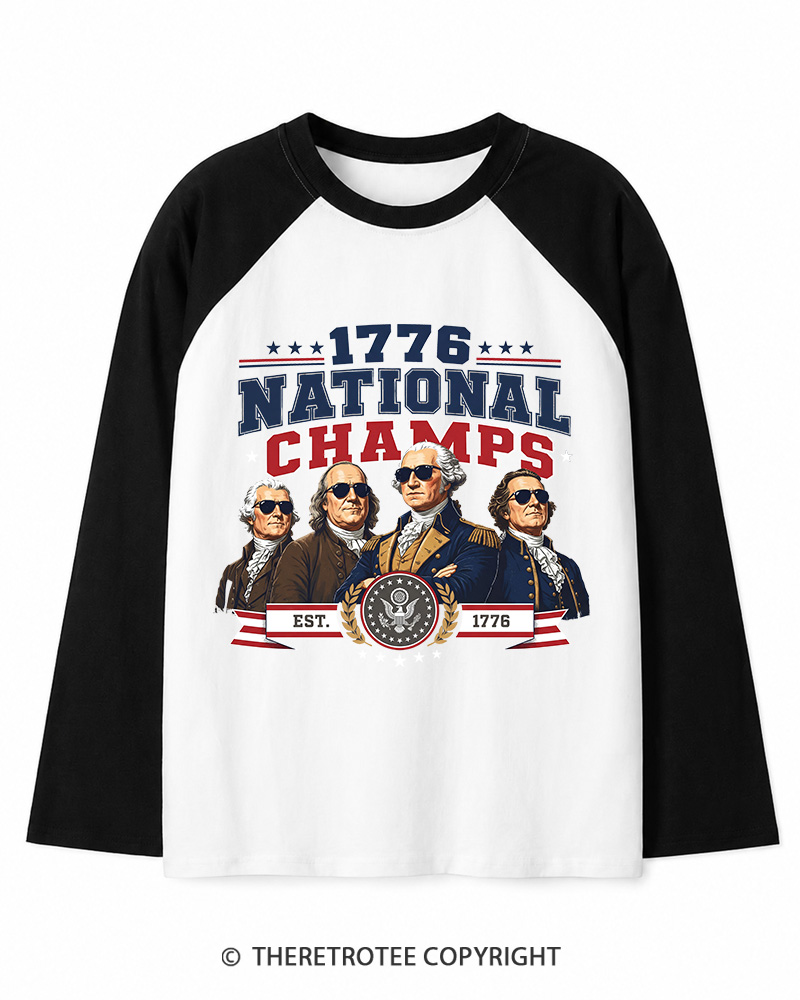 TheRetroTee Funny Founding Fathers 1776 Long Sleeve Raglan T-Shirt
