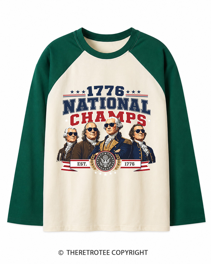 TheRetroTee Funny Founding Fathers 1776 Long Sleeve Raglan T-Shirt