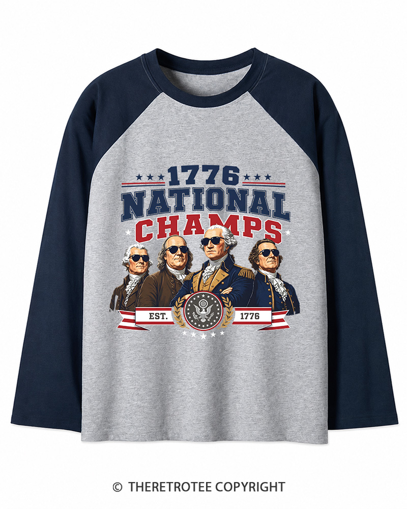 TheRetroTee Funny Founding Fathers 1776 Long Sleeve Raglan T-Shirt