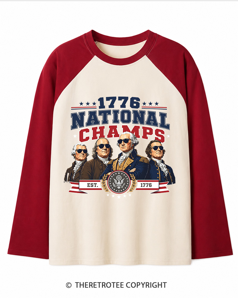 TheRetroTee Funny Founding Fathers 1776 Long Sleeve Raglan T-Shirt