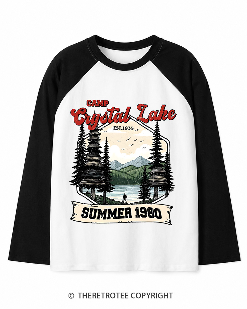 TheRetroTee Friday the 13th Jason Voorhees 1980s Long Sleeve Raglan T-Shirt
