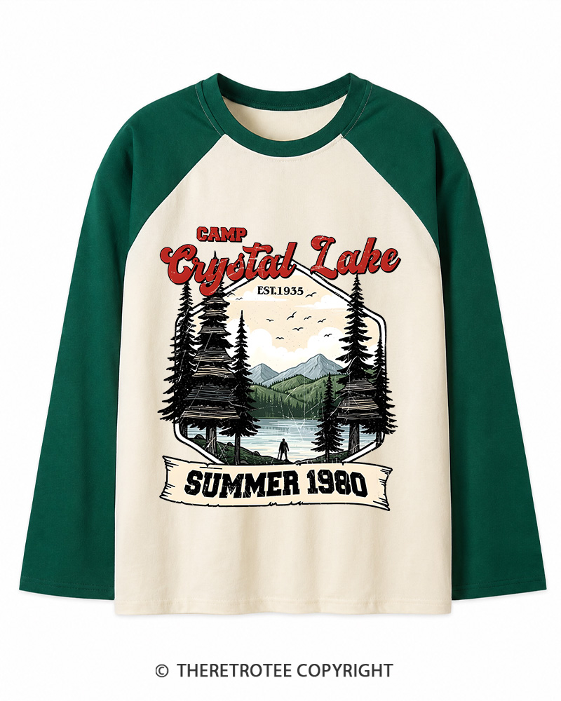TheRetroTee Friday the 13th Jason Voorhees 1980s Long Sleeve Raglan T-Shirt