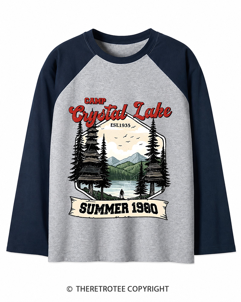 TheRetroTee Friday the 13th Jason Voorhees 1980s Long Sleeve Raglan T-Shirt
