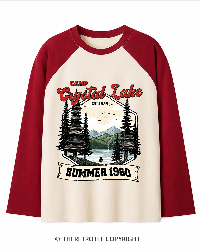 TheRetroTee Friday the 13th Jason Voorhees 1980s Long Sleeve Raglan T-Shirt