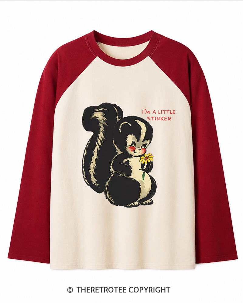 TheRetroTee Im a Little Stinker 1950s Long Sleeve Raglan T-Shirt