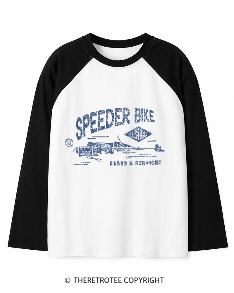 TheRetroTee Speeder Bike 1980s Long Sleeve Raglan T-Shirt
