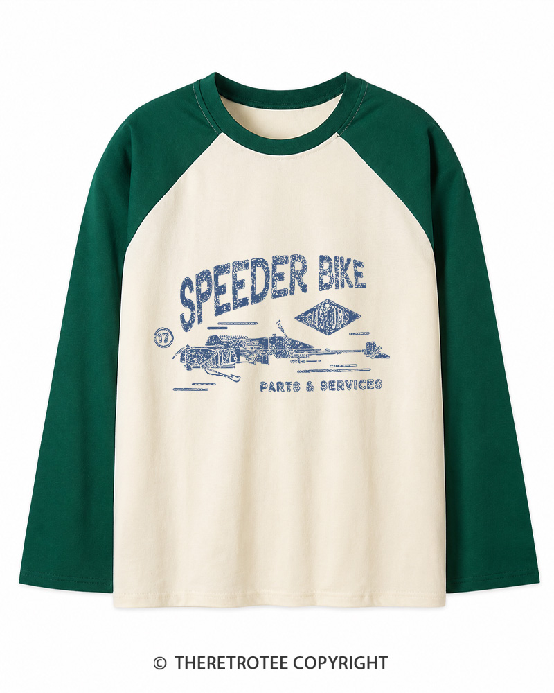 TheRetroTee Speeder Bike 1980s Long Sleeve Raglan T-Shirt