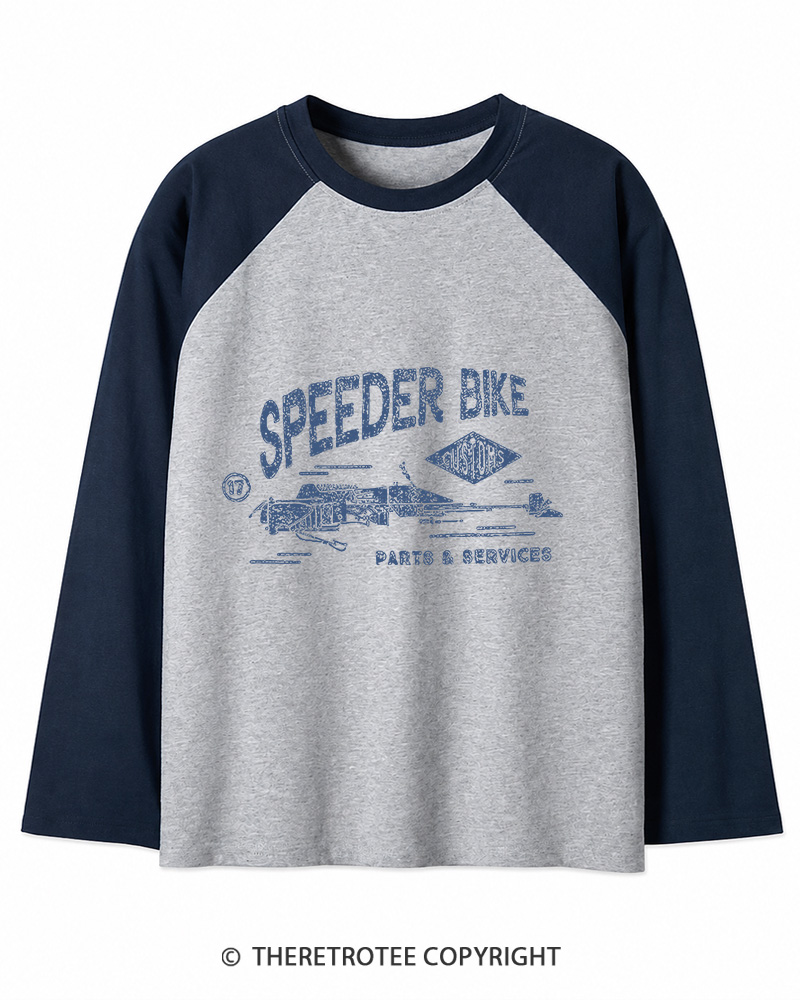 TheRetroTee Speeder Bike 1980s Long Sleeve Raglan T-Shirt