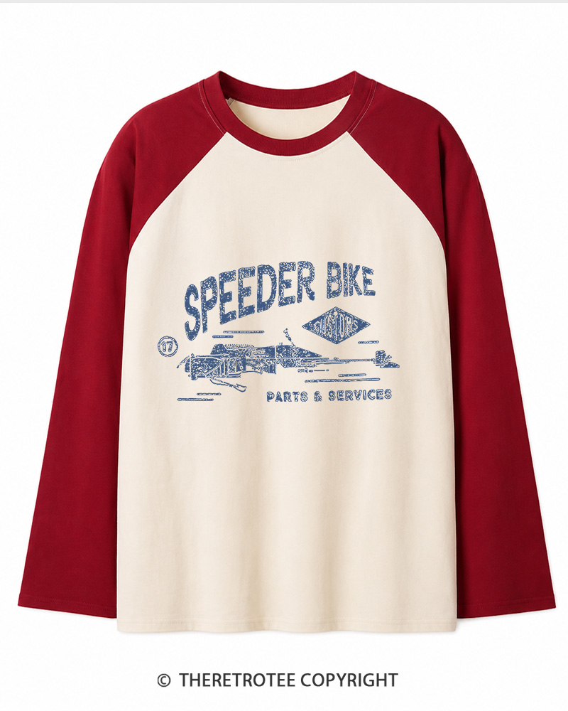 TheRetroTee Speeder Bike 1980s Long Sleeve Raglan T-Shirt