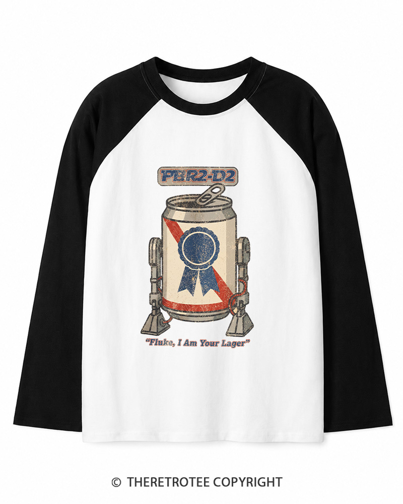 TheRetroTee I Am Your Lager 1980s Long Sleeve Raglan T-Shirt