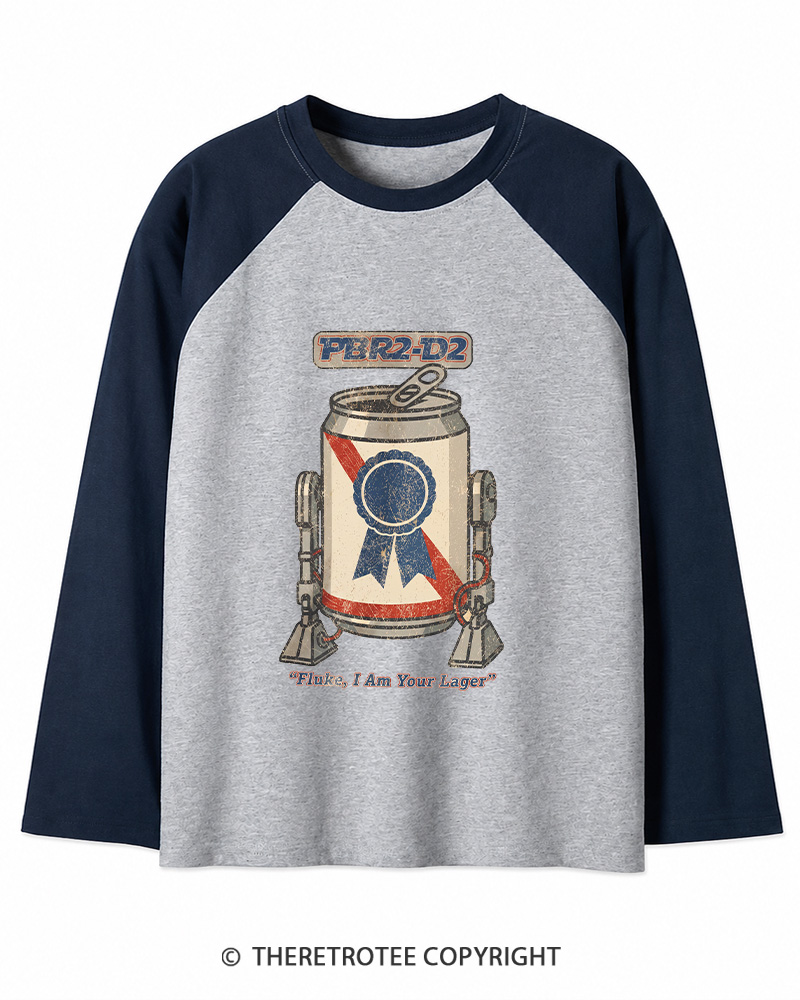TheRetroTee I Am Your Lager 1980s Long Sleeve Raglan T-Shirt