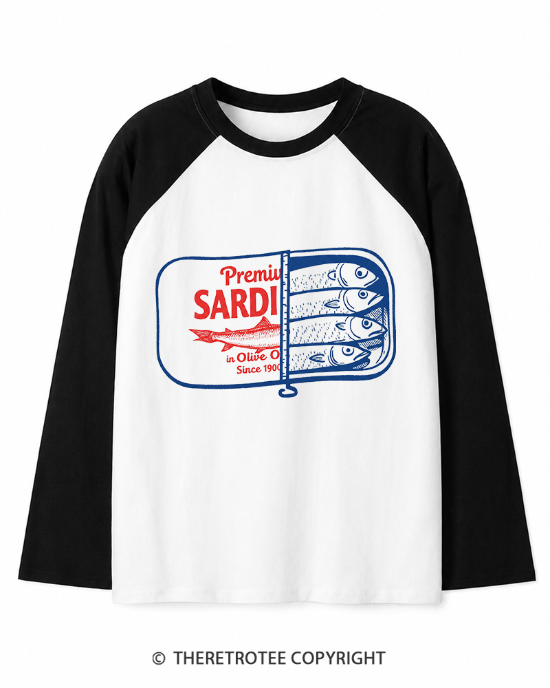 TheRetroTee Sardines 1930s Long Sleeve Raglan T-Shirt