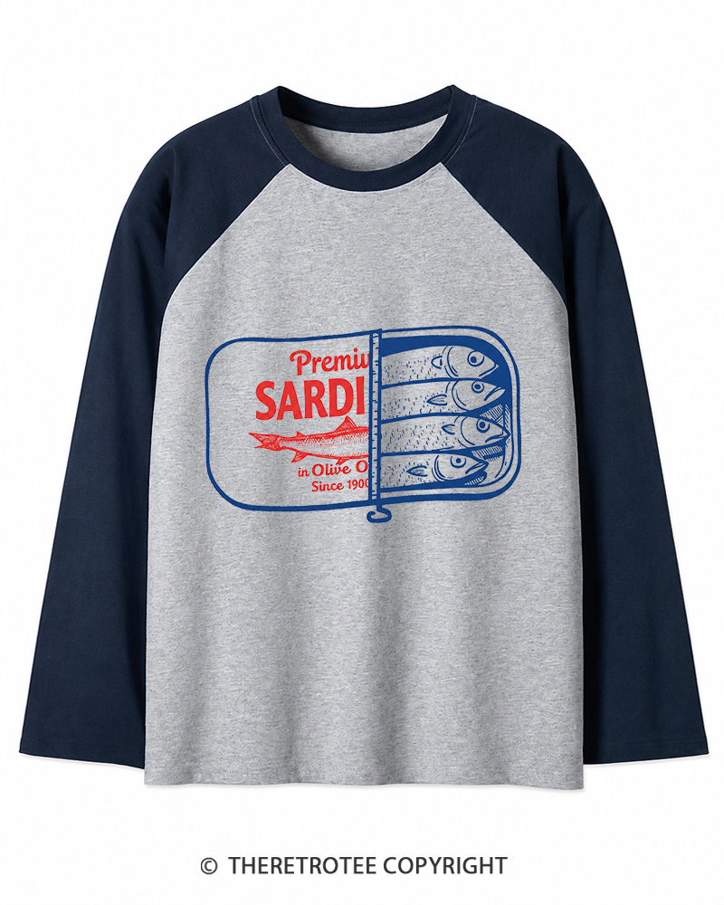 TheRetroTee Sardines 1930s Long Sleeve Raglan T-Shirt